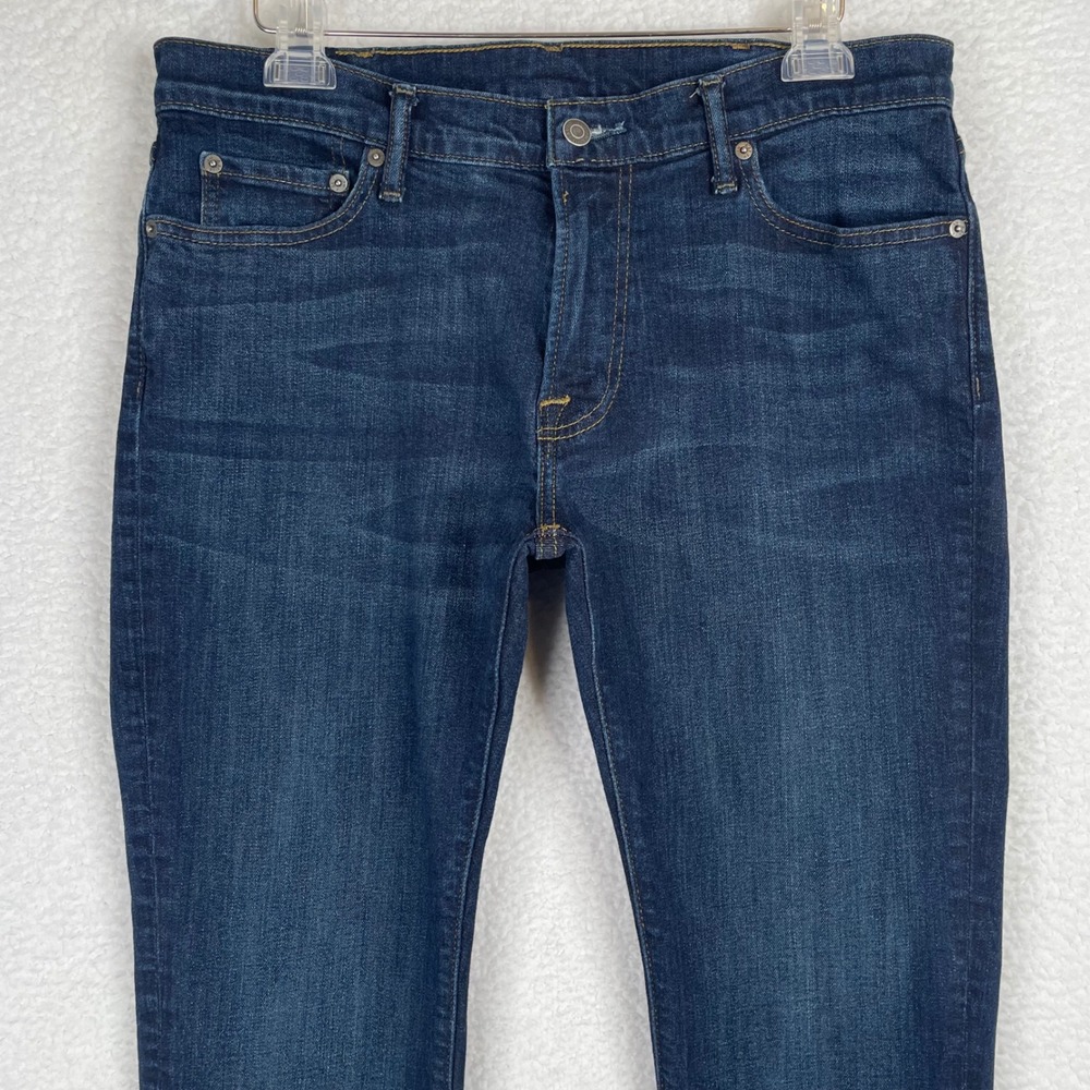 Abercrombie & Fitch Langdon Slim Jeans Mens 36x32 Dark Wash Blue Stretch Denim